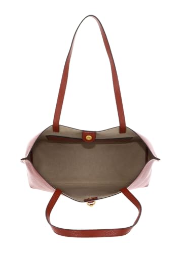 Bolso bandolera shopper para mujer de cuero, color rojo ladrillo, diseño moderno y funcional