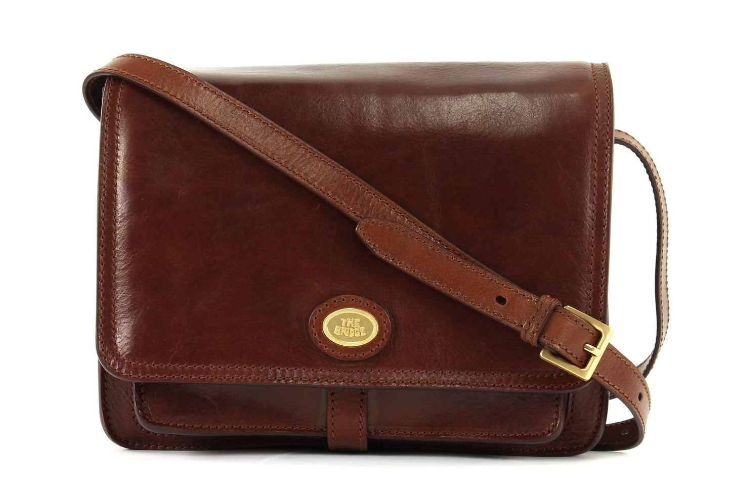 Bolso de hombro para mujer de cuero de vaca, color marrón, tamaño 26 cm, estilo clásico y duradero