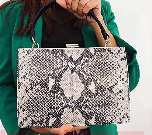 Bolso rígido de piel auténtica con estampado de pitón, diseño elegante y sofisticado, fabricado en Italia
