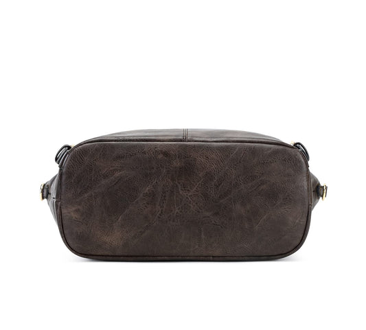 Bolso de mano y bolso de hombro para mujer de cuero PU con correa ajustable, color café oscuro, tamaño grande, estilo moderno y práctico