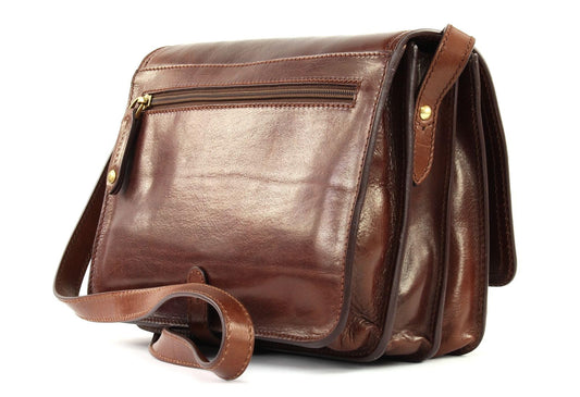 Bolso de hombro para mujer de cuero de vaca, color marrón, tamaño 26 cm, estilo clásico y duradero