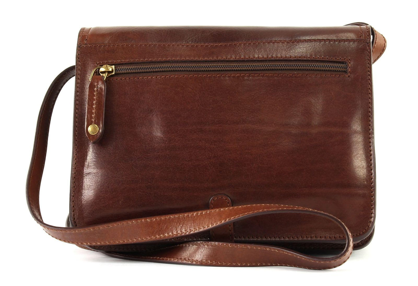 Bolso de hombro para mujer de cuero de vaca, color marrón, tamaño 26 cm, estilo clásico y duradero