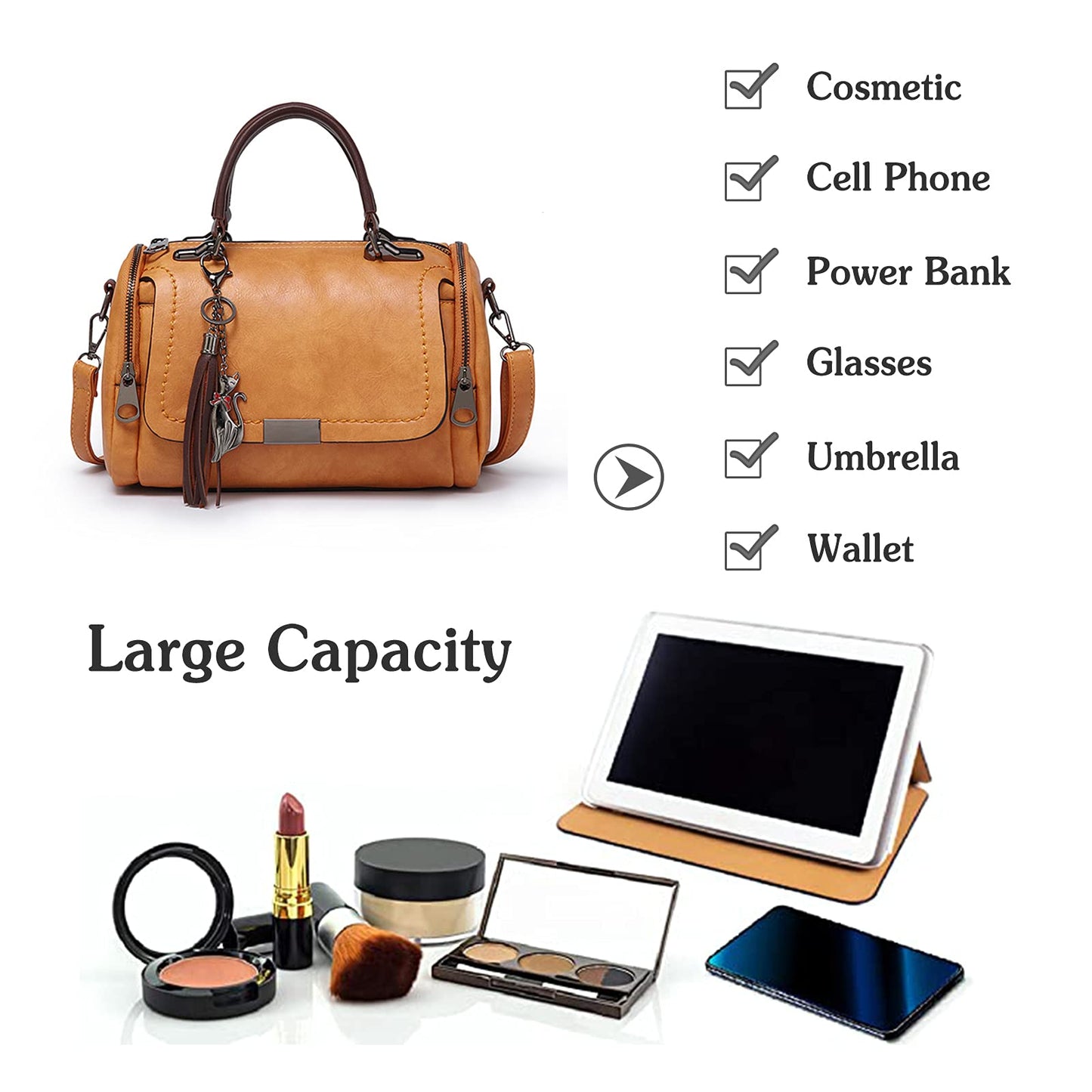 Bolso bandolera impermeable de cuero PU para mujer, estilo retro, color marrón oscuro, ideal para viajes, trabajo y uso diario