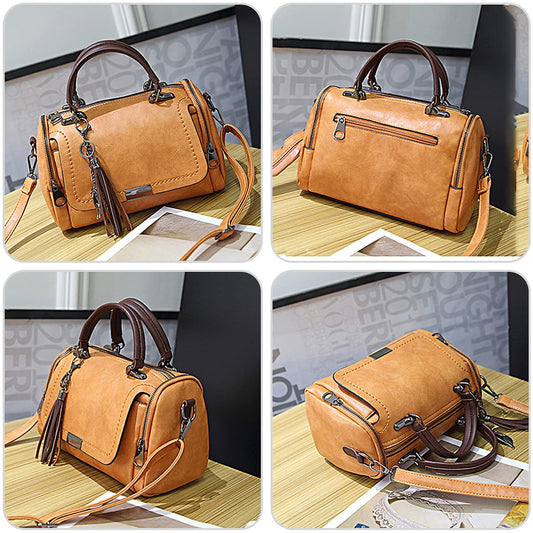 Bolso bandolera impermeable de cuero PU para mujer, estilo retro, color marrón oscuro, ideal para viajes, trabajo y uso diario