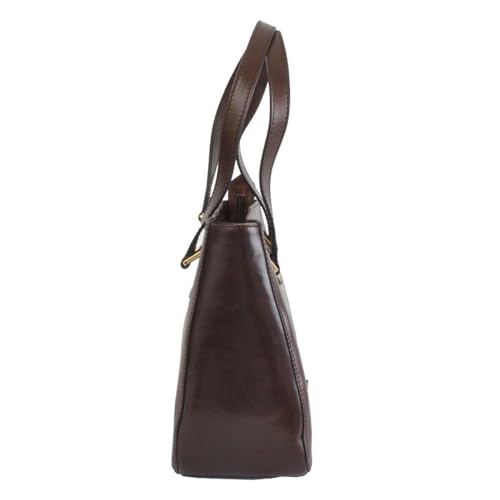 Bolso shopper de hombro para mujer con dos asas, color marrón, estilo elegante y espacioso