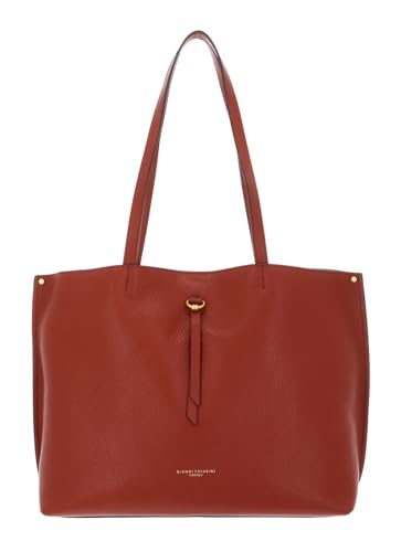 Bolso bandolera shopper para mujer de cuero, color rojo ladrillo, diseño moderno y funcional