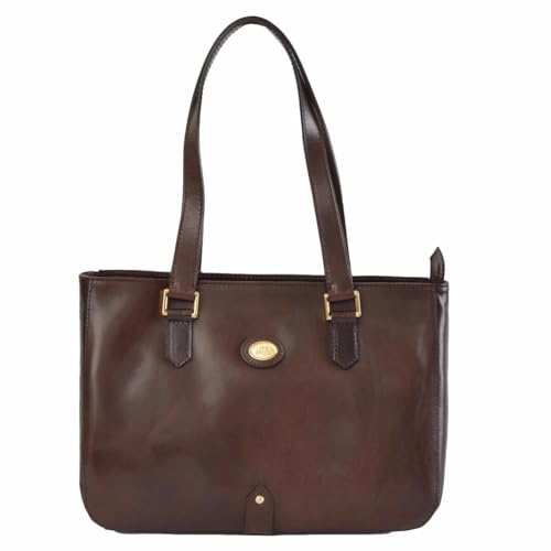Bolso shopper de hombro para mujer con dos asas, color marrón, estilo elegante y espacioso