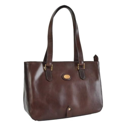 Bolso shopper de hombro para mujer con dos asas, color marrón, estilo elegante y espacioso
