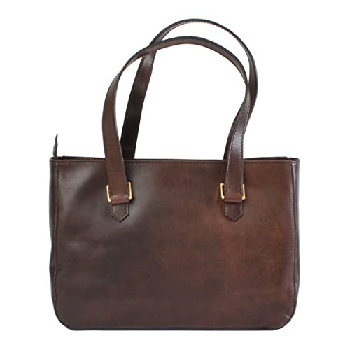 Bolso shopper de hombro para mujer con dos asas, color marrón, estilo elegante y espacioso