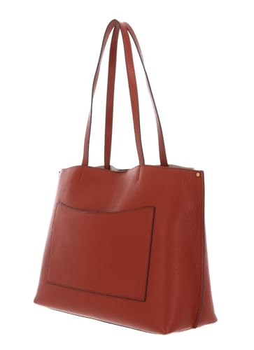 Bolso bandolera shopper para mujer de cuero, color rojo ladrillo, diseño moderno y funcional