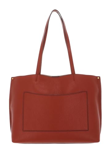 Bolso bandolera shopper para mujer de cuero, color rojo ladrillo, diseño moderno y funcional