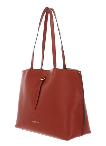 Bolso bandolera shopper para mujer de cuero, color rojo ladrillo, diseño moderno y funcional