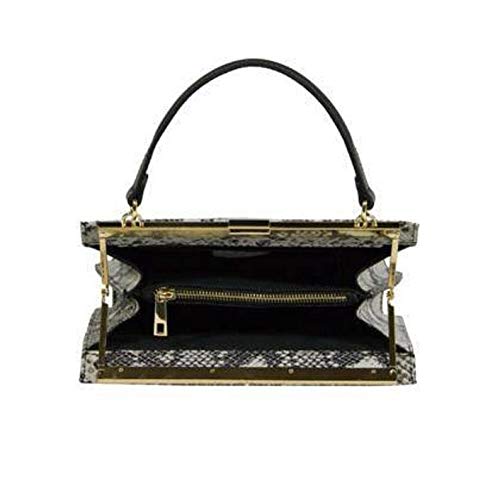 Bolso rígido de piel auténtica con estampado de pitón, diseño elegante y sofisticado, fabricado en Italia