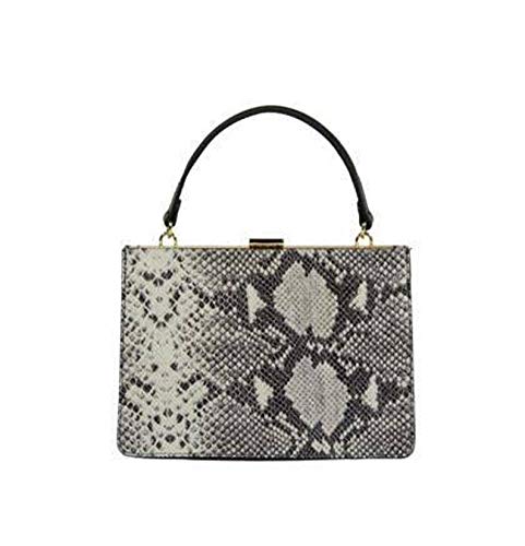 Bolso rígido de piel auténtica con estampado de pitón, diseño elegante y sofisticado, fabricado en Italia