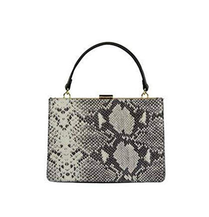 Bolso rígido de piel auténtica con estampado de pitón, diseño elegante y sofisticado, fabricado en Italia