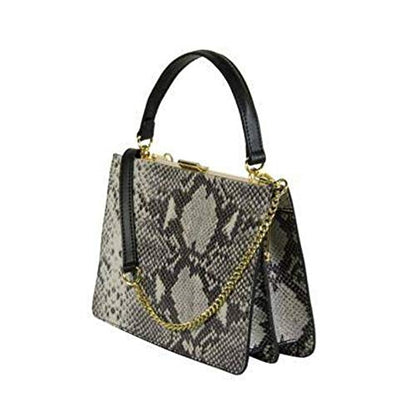 Bolso rígido de piel auténtica con estampado de pitón, diseño elegante y sofisticado, fabricado en Italia