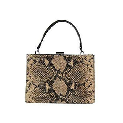 Bolso rígido de piel auténtica con estampado de pitón, diseño elegante y sofisticado, fabricado en Italia