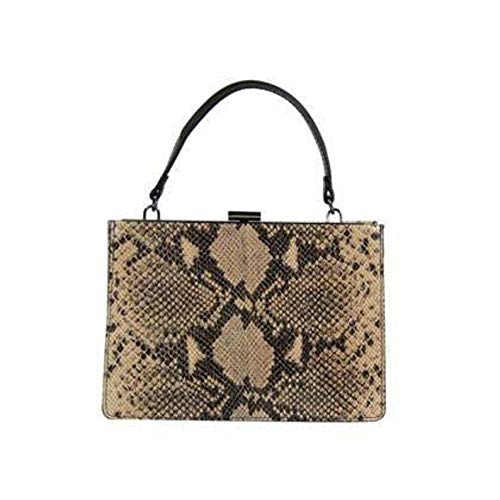 Bolso rígido de piel auténtica con estampado de pitón, diseño elegante y sofisticado, fabricado en Italia