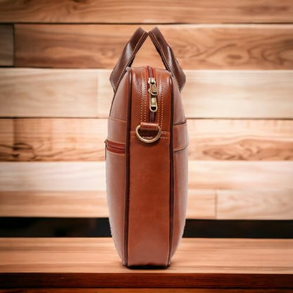 Bolso bandolera unisex de piel sintética marrón, diseño elegante y duradero, estilo bolso mensajero