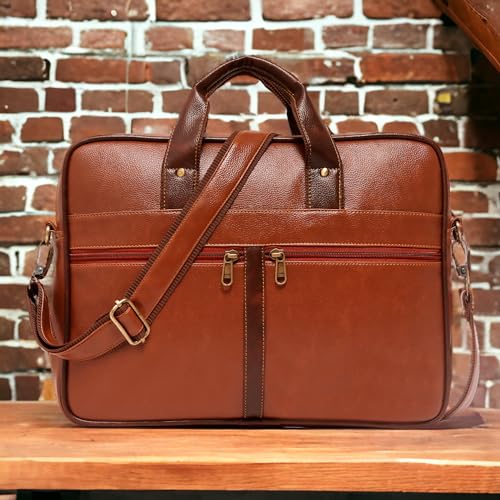 Bolso bandolera unisex de piel sintética marrón, diseño elegante y duradero, estilo bolso mensajero