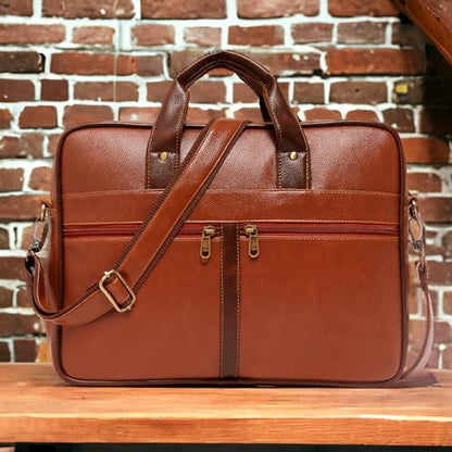Bolso bandolera unisex de piel sintética marrón, diseño elegante y duradero, estilo bolso mensajero