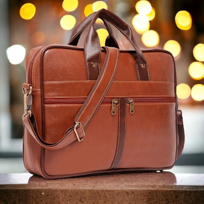Bolso bandolera unisex de piel sintética marrón, diseño elegante y duradero, estilo bolso mensajero