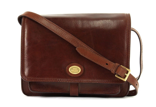 Bolso de hombro para mujer de cuero de vaca, color marrón, tamaño 26 cm, estilo clásico y duradero