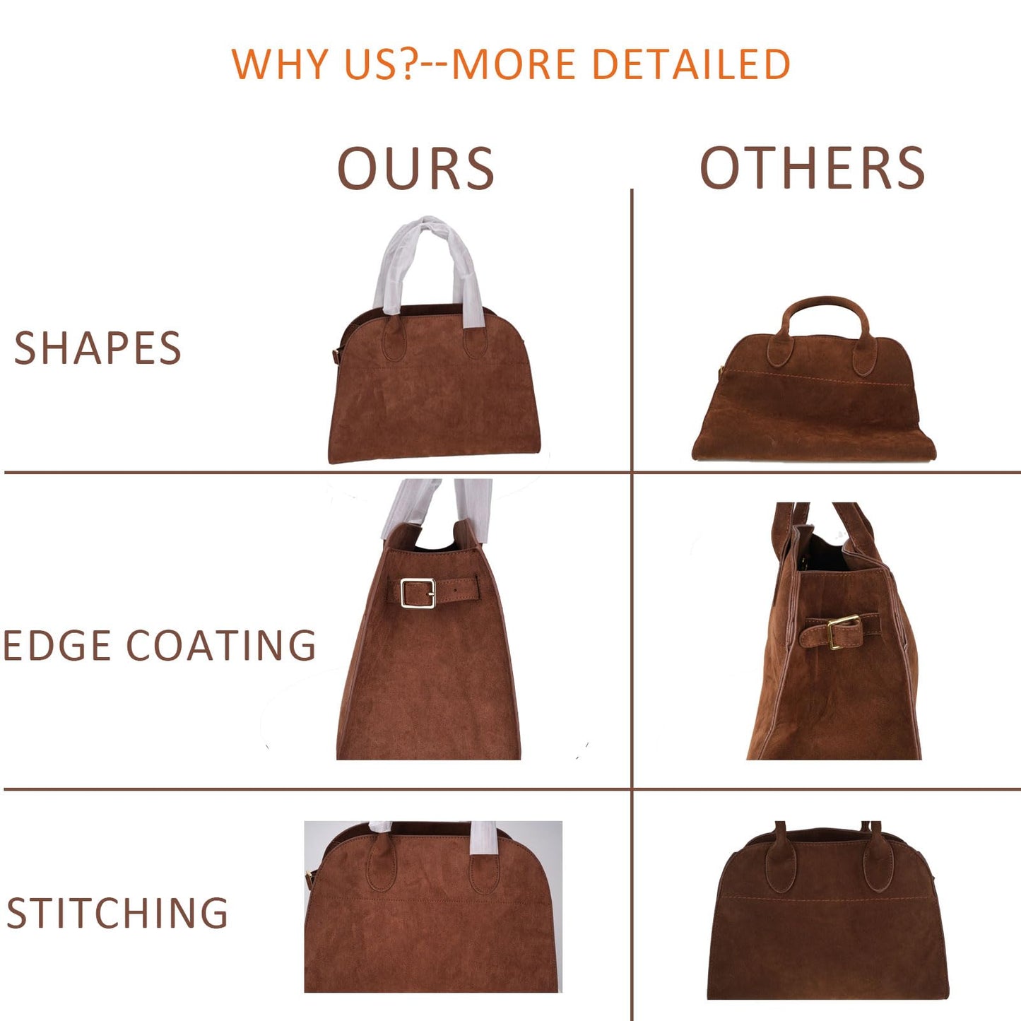 Bolsa para mujer de gamuza vegana estilo retro, piel sintética, asa superior, color marrón, con 4 compartimentos y correa cruzada