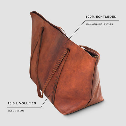 Bolso de mano shopper para mujer de cuero genuino premium, compatible con portátiles de hasta 16 pulgadas, ideal para trabajo, universidad y uso diario, color marrón