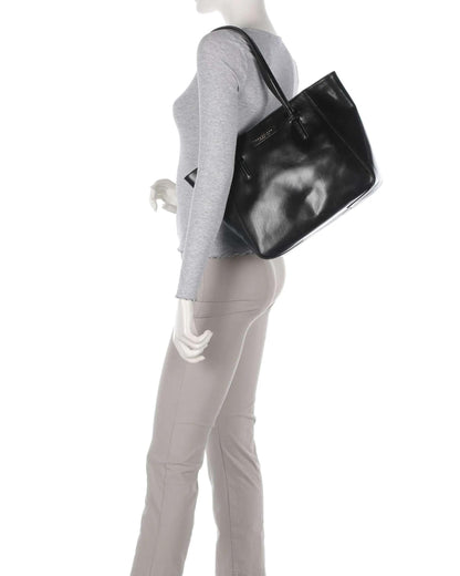 Bolso de mano shopper de piel negra para mujer, diseño elegante y práctico, talla única