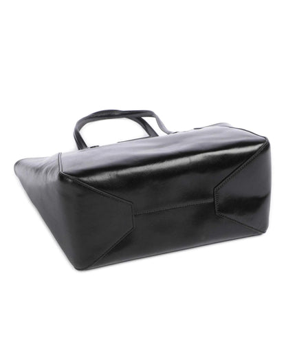 Bolso de mano shopper de piel negra para mujer, diseño elegante y práctico, talla única