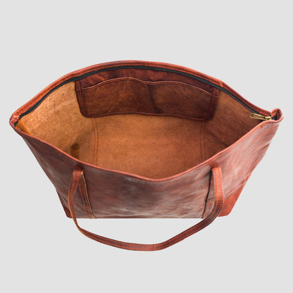 Bolso de mano shopper para mujer de cuero genuino premium, compatible con portátiles de hasta 16 pulgadas, ideal para trabajo, universidad y uso diario, color marrón