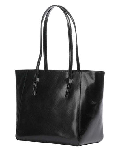 Bolso de mano shopper de piel negra para mujer, diseño elegante y práctico, talla única