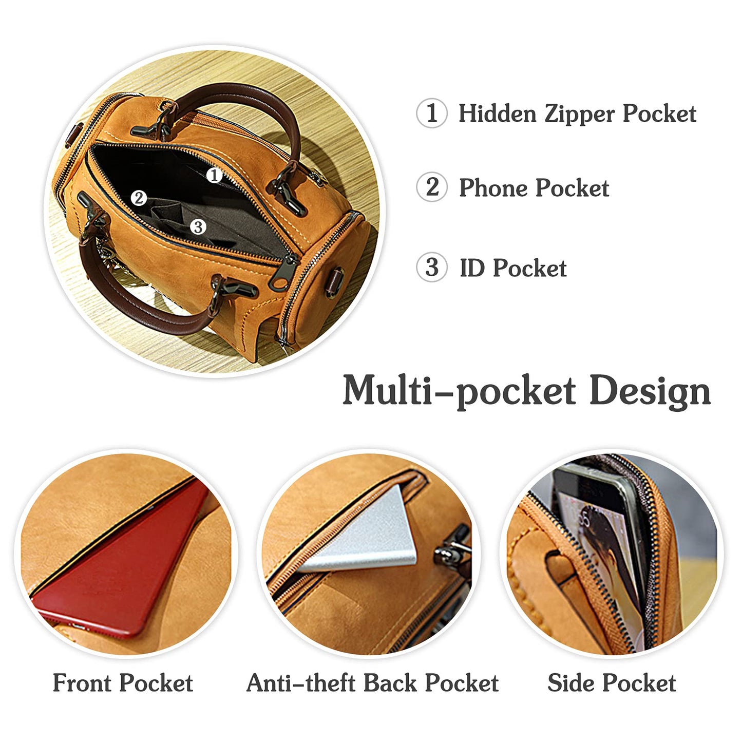 Bolso bandolera impermeable de cuero PU para mujer, estilo retro, color marrón oscuro, ideal para viajes, trabajo y uso diario