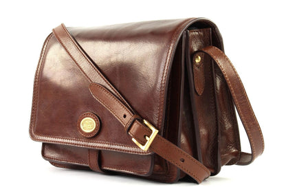 Bolso de hombro para mujer de cuero de vaca, color marrón, tamaño 26 cm, estilo clásico y duradero