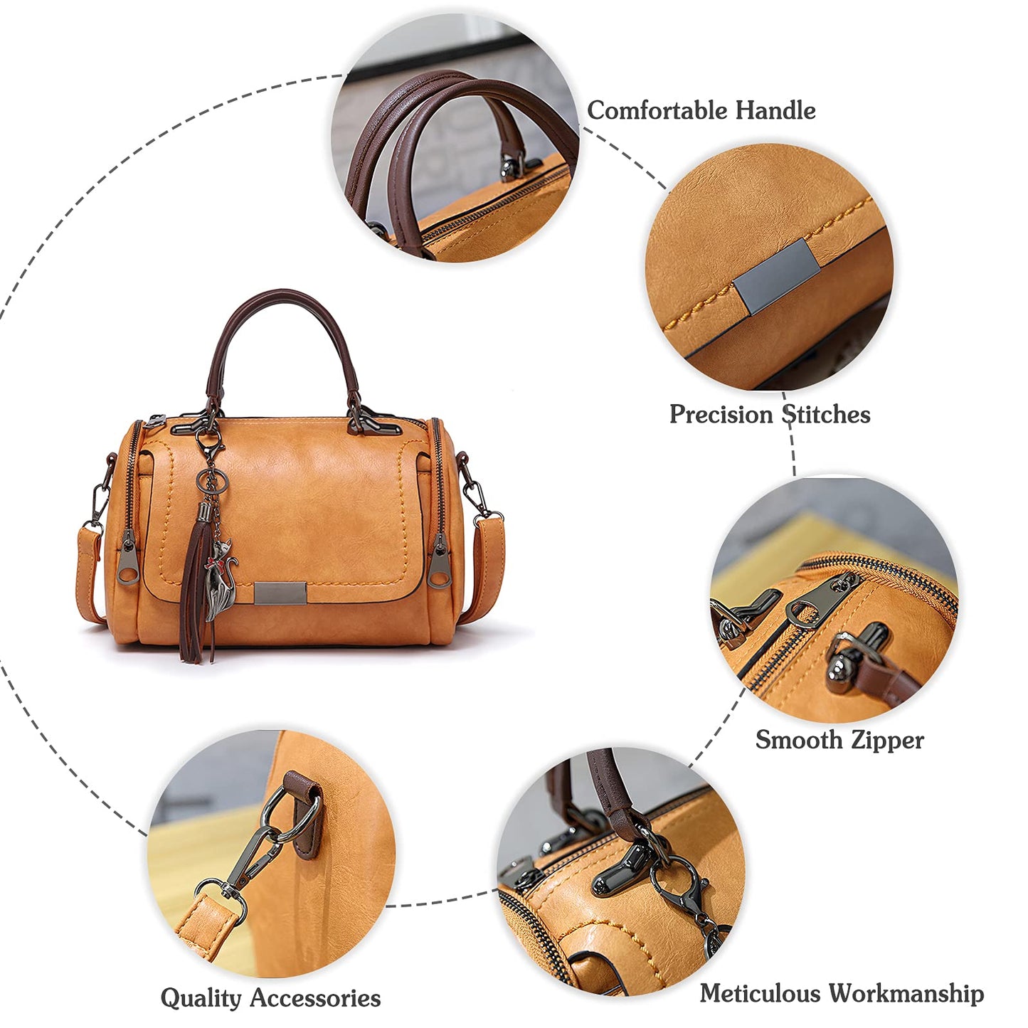 Bolso bandolera impermeable de cuero PU para mujer, estilo retro, color marrón oscuro, ideal para viajes, trabajo y uso diario