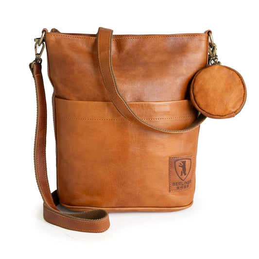 Bolso de hombro vintage de piel auténtica para mujer, color marrón, estilo clásico y versátil