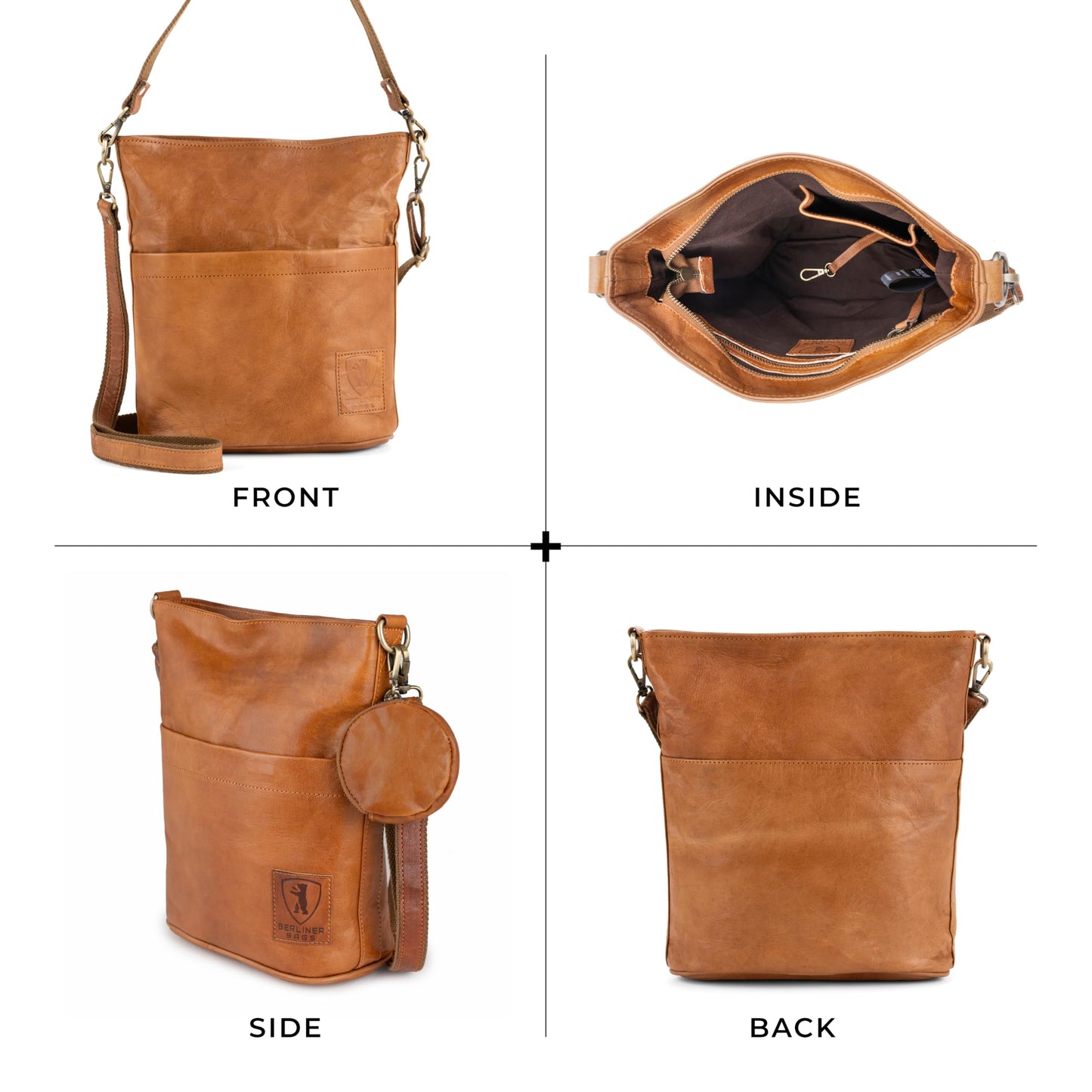 Bolso de hombro vintage de piel auténtica para mujer, color marrón, estilo clásico y versátil